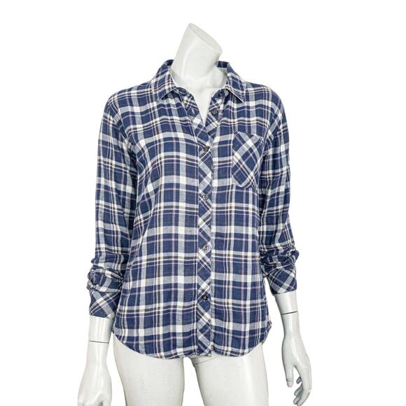 Rails Button up Flannel Shirt in Blue Plaid Cotton Women's Size Small - Picture 1 of 8